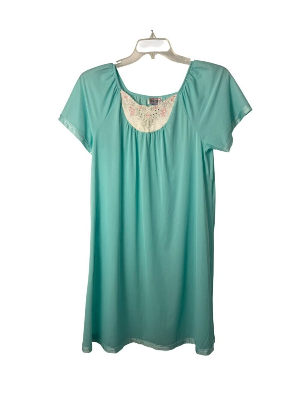Vintage Kelly Reed Nightgown Women's M Seafoam Embroidered USA Used